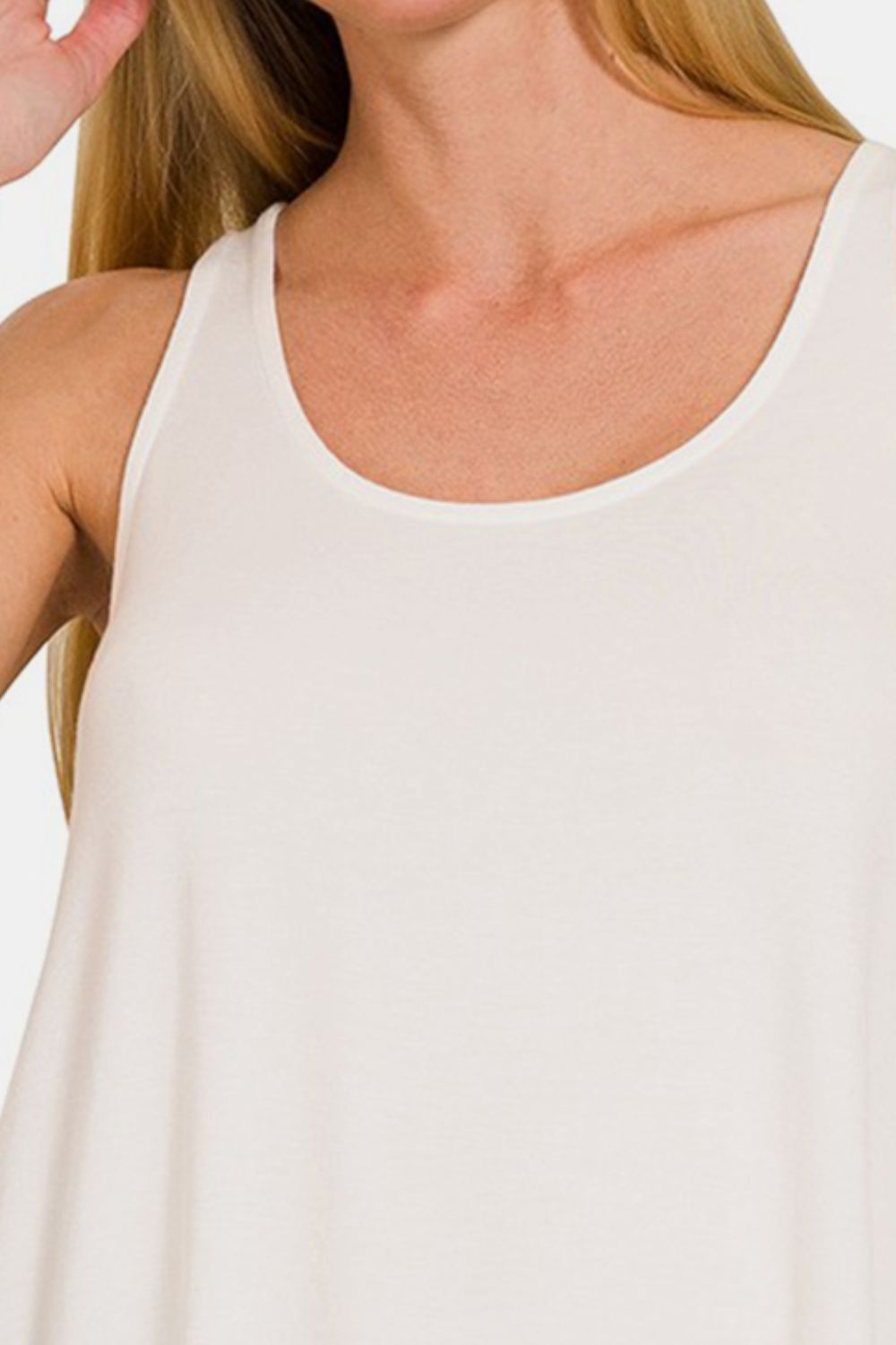 Zenana Round Neck Flowy Hem Tank *