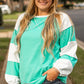 Plus Size Exposed Seam Color Block Long Sleeve Sweatshirt
