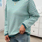 Striped Round Neck Dropped Shoulder Sweater