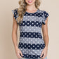 BOMBOM Striped Round Neck Cap Sleeve T-Shirt