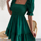 Smocked Square Neck Short Sleeve Dress