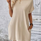 Full Size Round Neck Short Sleeve Mini Dress