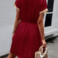 Devine Contrast Trim V-Neck Short Sleeve Mini Dress