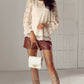 Flower Jacquard Flounce Sleeve Blouse