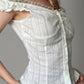 Devine Lace Detail Button Down Off-Shoulder Shirt
