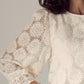 Flower Jacquard Flounce Sleeve Blouse
