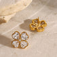 Stainless Steel Zircon Lucky Clover Earrings
