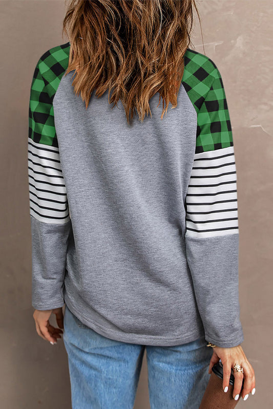 Full Size Lucky Clover Raglan Sleeve Sweatshirt