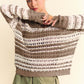 Davi & Dani Contrast Striped Crochet Drop Shoulder Knit Cover Up