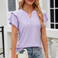 Full Size Eyelet Notched Flutter Sleeve T-Shirt