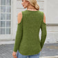 Ribbed Cold Shoulder Long Sleeve Top