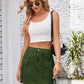 Full Size Pocketed Buttoned Denim Skirt