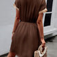 Devine Contrast Trim V-Neck Short Sleeve Mini Dress