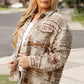 Plus Size Geometric Collared Neck Long Sleeve Jacket