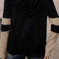 Drawstring Quarter Zip Contrast Long Sleeve Hoodie