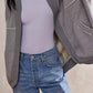 Exposed Seam Open Front Batwing Sleeve Hooded Cardigan