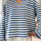 Stripe Chest Pocket Notched Top