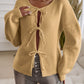 Devine Tied Round Neck Dropped Shoulder Cardigan
