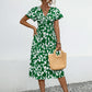 Printed V-Neck Short Sleeve Dress