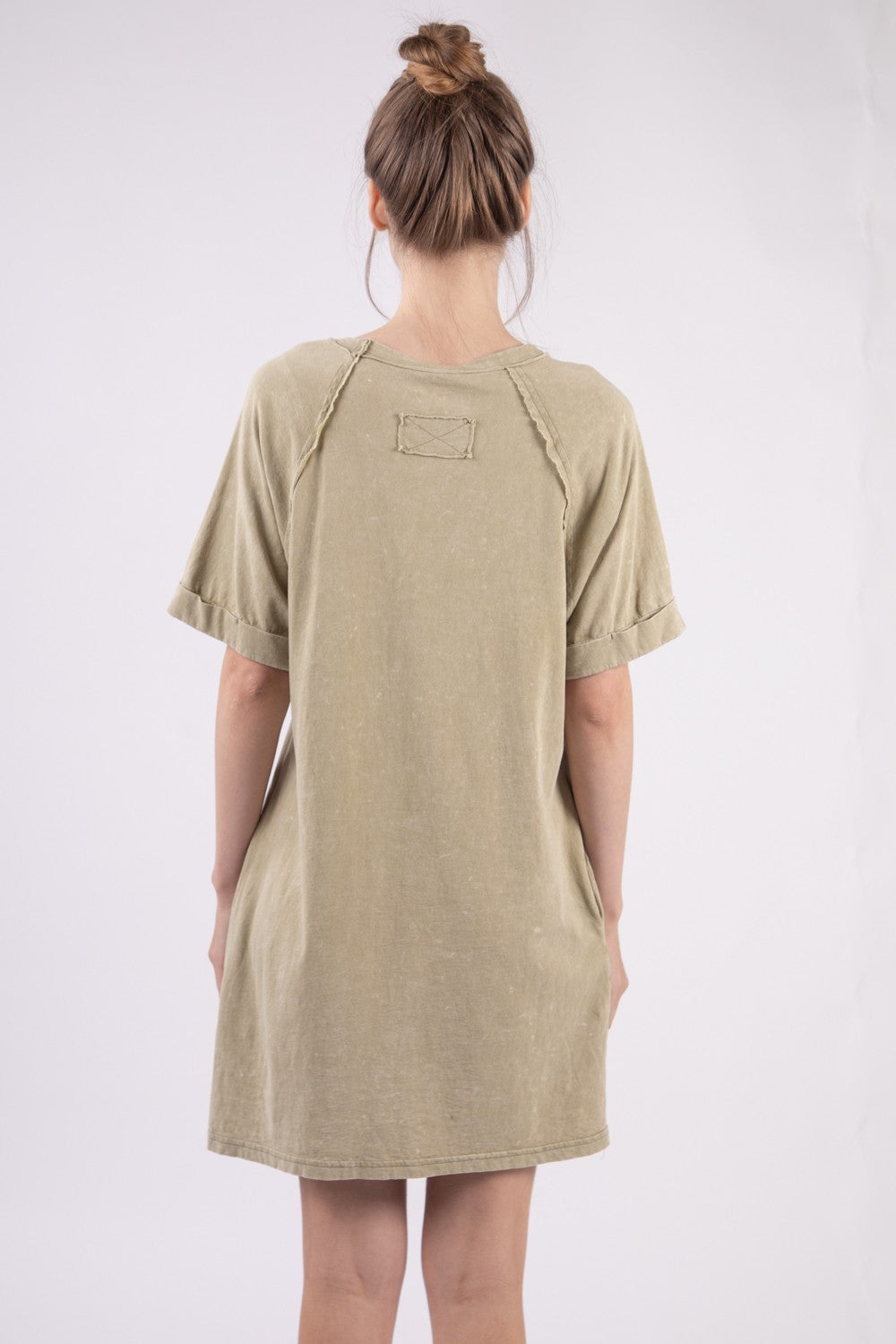 VERY J Washed Round Neck Mini Tee Dress *