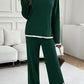 Contrast Trim Round Neck Top and Pants Set