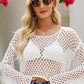 Openwork Round Neck Dropped Shoulder Knit Top
