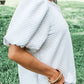 Textured Round Neck Puff Sleeve Blouse