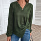 Twisted V-Neck Buttoned Long Sleeve T-Shirt