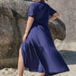 Plus Size Collared Neck Short Sleeve Midi Dress