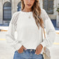 Lace Detail Round Neck Lantern Sleeve Top