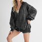 Brand Aemi+Co Exposed Seam Zip Up Drawstring Hooded Jacket
