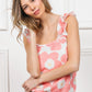 BiBi Floral Waffle Ruffled Coral Tank - Brand BiBi