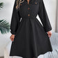 Collared Neck Long Sleeve Dress with Pockets