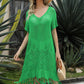 Double Take Eyelet Fringe Hem Longline Knit Cover Up