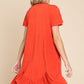 Culture Code Full Size Short Sleeve Ruffled Asymmetric Hem Dress