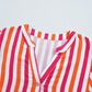Striped Notched Flounce Sleeve Blouse