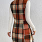 Honey Plaid Button Up Vest Coat