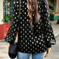 Mock Neck Cutout Lantern Sleeve Blouse
