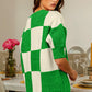 BiBi Checkered Contrast Round Neck Sweater - Brand BiBi