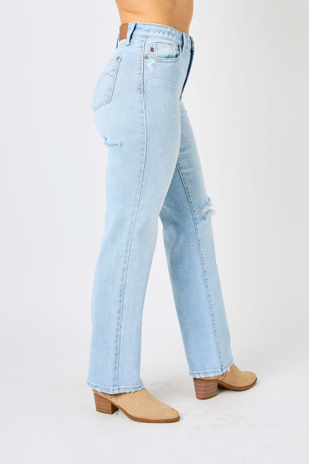 Judy Blue Full Size High Waist Distressed Straight Jeans *