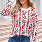 Flower Round Neck Long Sleeve Sweater