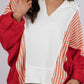 Striped Johnny Collar Long Sleeve Sweatshirt