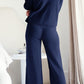 Round Neck Long Sleeve Top and Pants Set