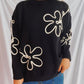 Flower Round Neck Long Sleeve Sweater