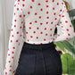 Heart Round Neck Long Sleeve Sheer Top