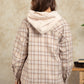 Drawstring Plaid Long Sleeve Hooded Jacket