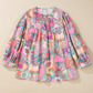 Printed Tie Neck Three-Quarter Sleeve Blouse