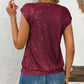 Sequin V-Neck Cap Sleeve Top