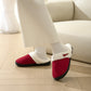Horn Buckle Furry Texture Flat Slippers