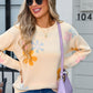 Flower Round Neck Dropped Shoulder Sweater